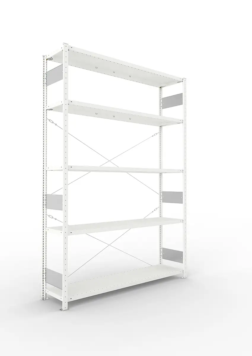 Meta Fachbodenregal Stecksystem S3 CLIP | Grundregal | HxBxT 250x170x40cm | 5 Ebenen | Fachlast 200kg | Einseitig nutzbar | Lichtgrau