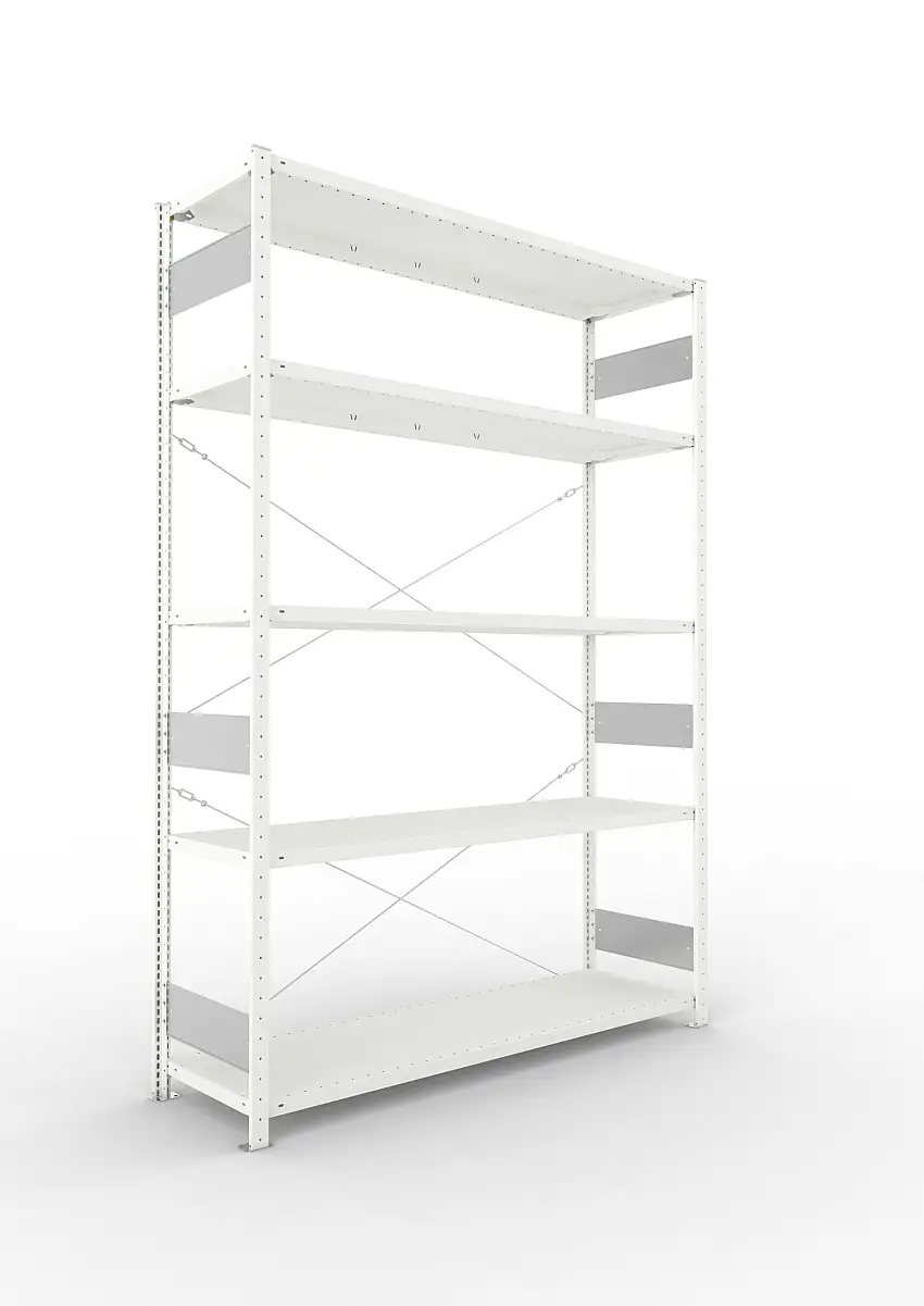 Meta Fachbodenregal Stecksystem S3 CLIP | Grundregal | HxBxT 250x170x50cm | 5 Ebenen | Fachlast 200kg | Einseitig nutzbar | Lichtgrau