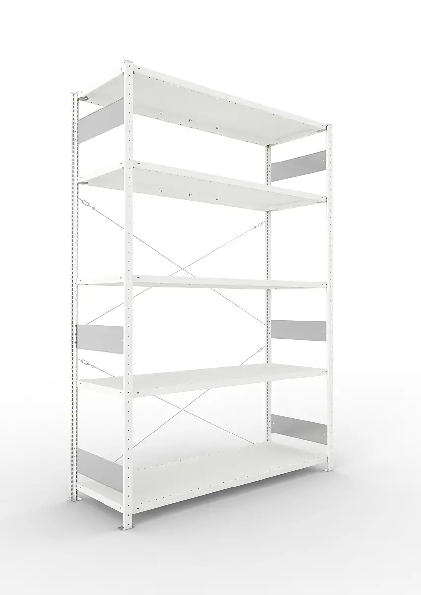 Meta Fachbodenregal Stecksystem S3 CLIP | Grundregal | HxBxT 250x170x60cm | 5 Ebenen | Fachlast 200kg | Einseitig nutzbar | Lichtgrau