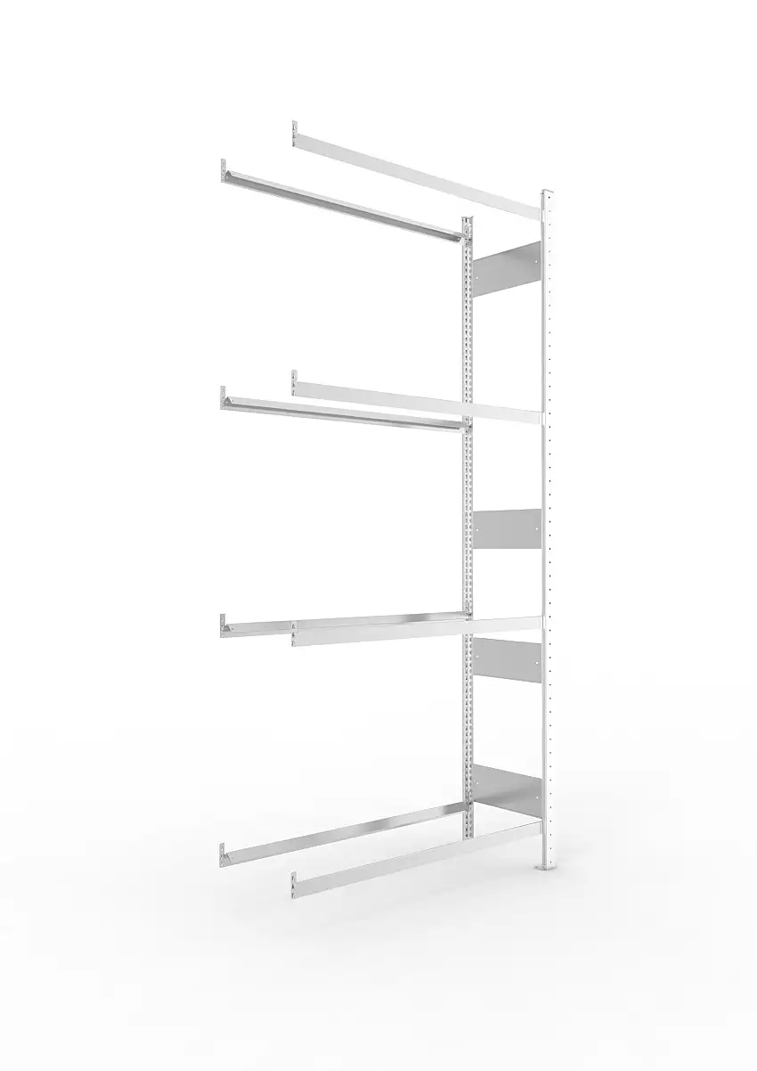 Meta Reifenregal Stecksystem CLIP | Anbauregal | HxBxT 250x115x40cm | 4 Ebenen | Fachlast 150kg | Verzinkt