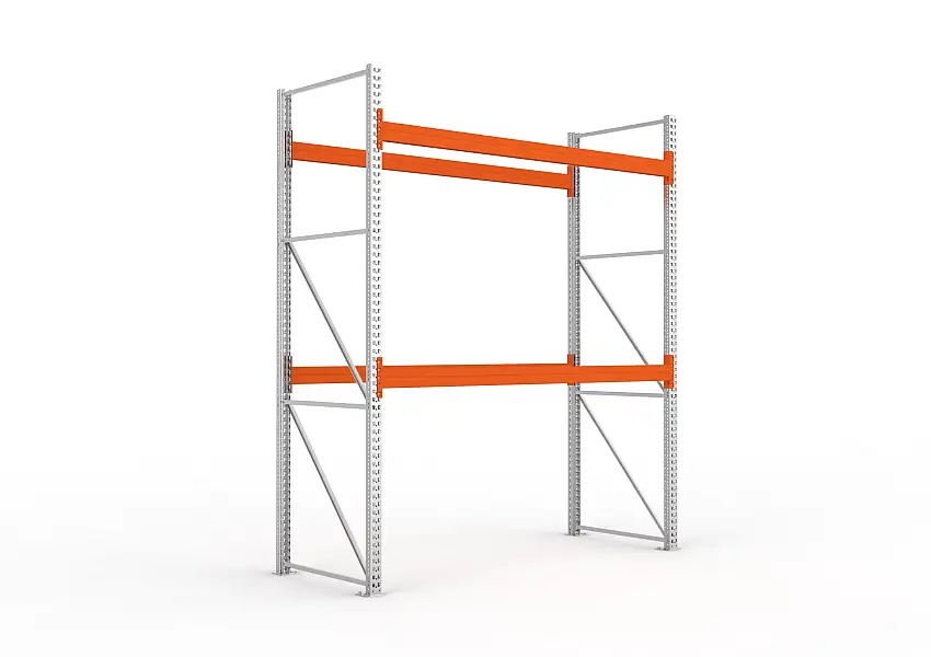 Meta Palettenregal MULTIPAL | Heavy-Duty | Grundregal | HxBxT 330x270x110cm | 3 Ebenen | Fachlast 3000kg | Verzinkt/Orange
