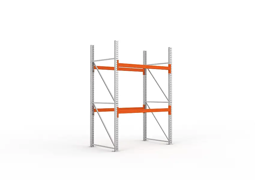 Meta Palettenregal MULTIPAL | Medium-Duty | Grundregal | HxBxT 270x183x110cm | 3 Ebenen | Fachlast 2240kg | Verzinkt/Orange