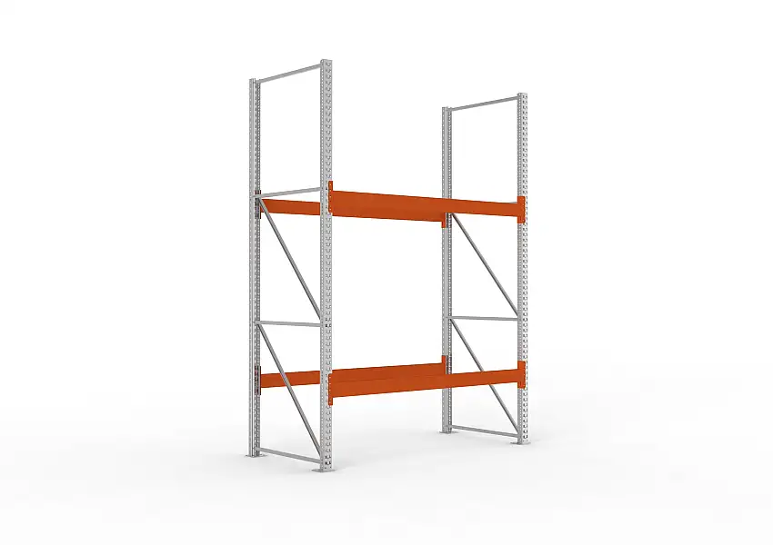 Meta Gefahrstoff-KTC-Palettenregal MULTIPAL | Grundregal | HxBxT 330x223x110cm | 2 Ebenen | 4 KTC/IBC | Fachlast 3500kg | Verzinkt/Orange