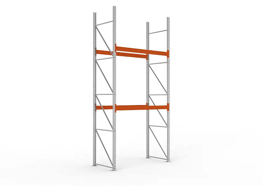Meta Gefahrstoff-KTC-Palettenregal MULTIPAL | Grundregal | HxBxT 490x223x110cm | 3 Ebenen | 6 KTC/IBC | Fachlast 3500kg | Verzinkt/Orange