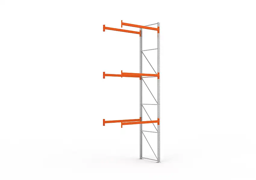 Meta Palettenregal MULTIPAL | Medium-Duty | Anbauregal | HxBxT 550x183x110cm | 4 Ebenen | Fachlast 2980kg | Verzinkt/Orange