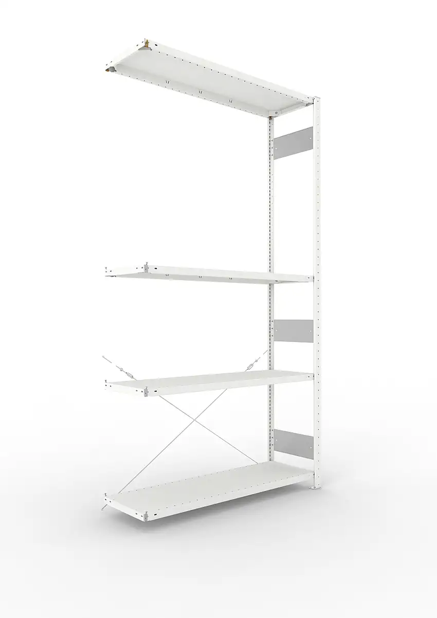 Meta Fachbodenregal Stecksystem S3 CLIP | Grundregal | HxBxT 250x130x40cm | 5 Ebenen | Fachlast 150kg | Einseitig nutzbar | Lichtgrau