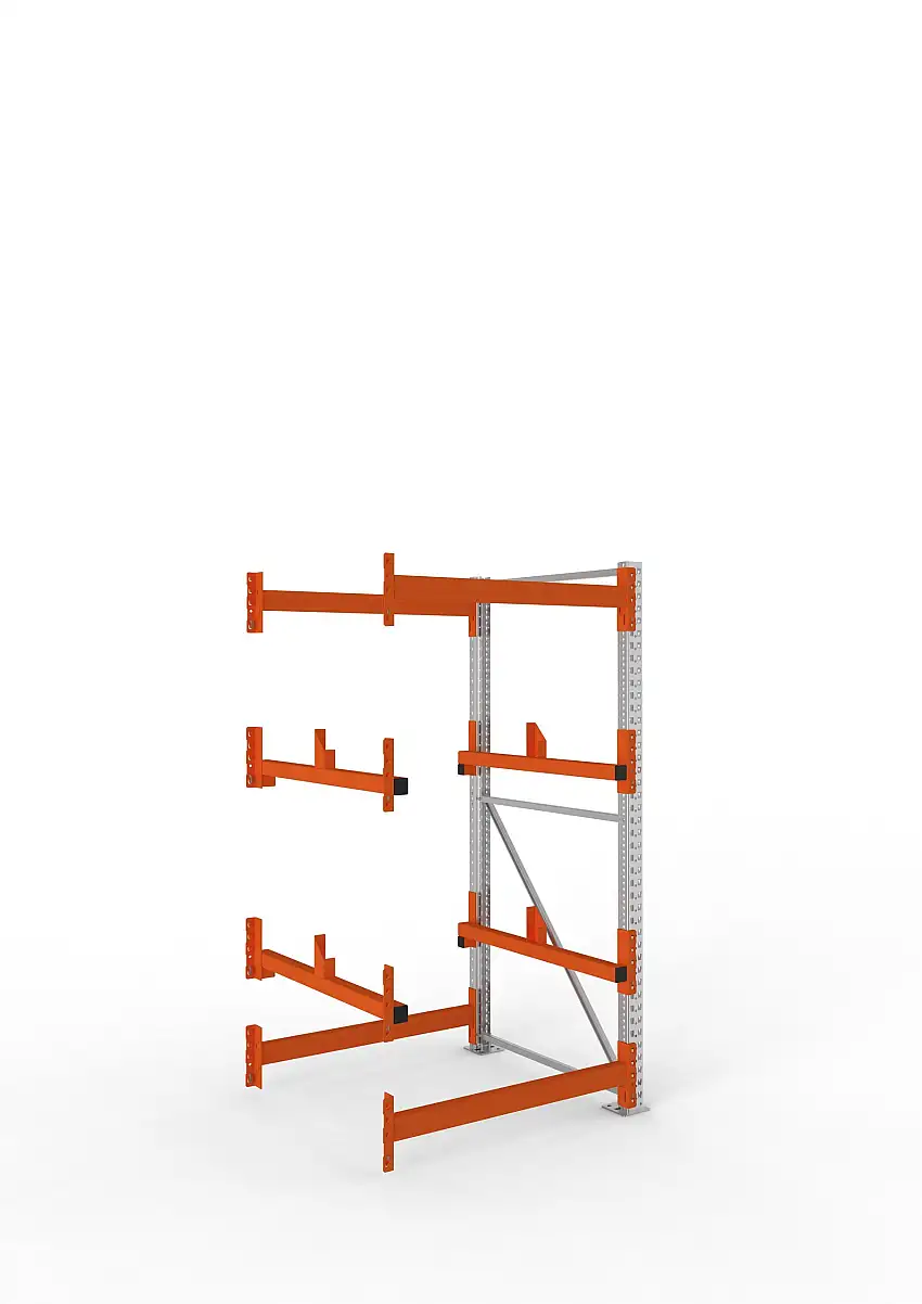 Meta Kabeltrommelregal MULTIPAL Typ 1 | Anbauregal | HxBxT 220x110x110cm | 2 Trommelaufnahmen, ohne Achsen | Verzinkt/Orange