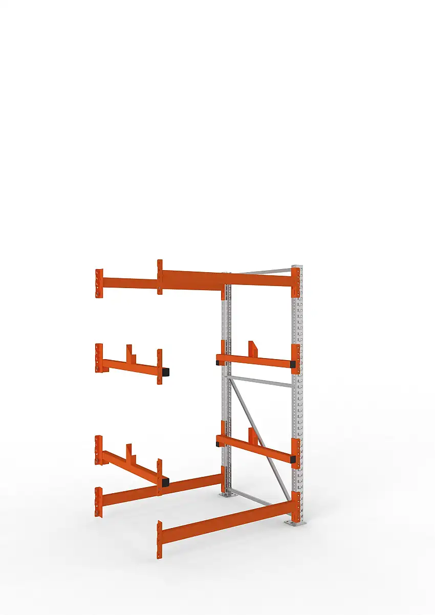 Meta Kabeltrommelregal MULTIPAL Typ 1 | Anbauregal | HxBxT 220x130x110cm | 2 Trommelaufnahmen, ohne Achsen | Verzinkt/Orange