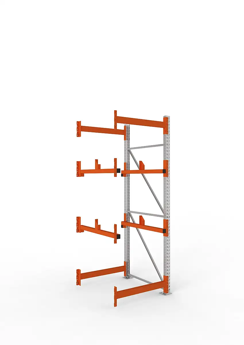 Meta Kabeltrommelregal MULTIPAL Typ 1 | Anbauregal | HxBxT 270x90x110cm | 2 Trommelaufnahmen, ohne Achsen | Verzinkt/Orange