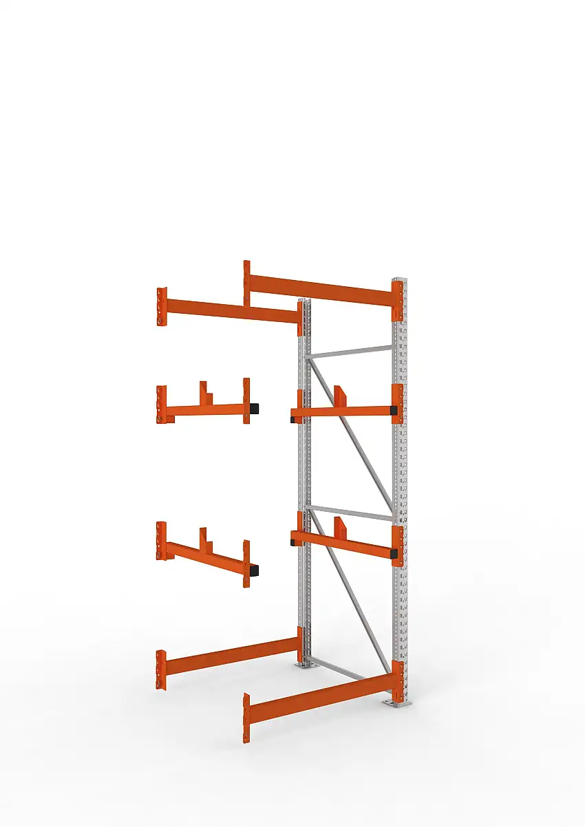 Meta Kabeltrommelregal MULTIPAL Typ 1 | Anbauregal | HxBxT 270x110x110cm | 2 Trommelaufnahmen, ohne Achsen | Verzinkt/Orange