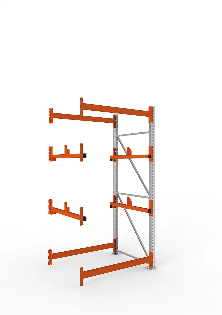 Meta Kabeltrommelregal MULTIPAL Typ 1 | Anbauregal | HxBxT 270x130x110cm | 2 Trommelaufnahmen, ohne Achsen | Verzinkt/Orange