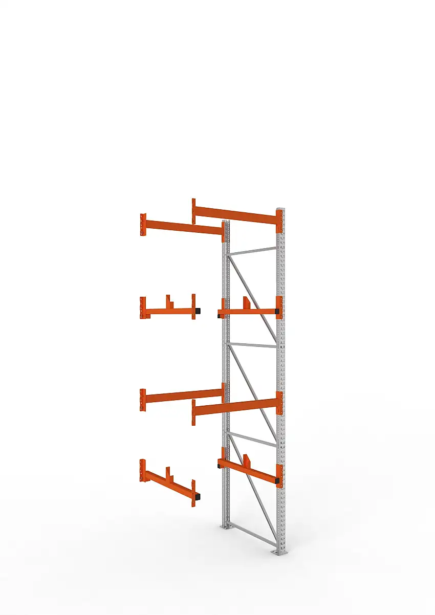 Meta Kabeltrommelregal MULTIPAL Typ 1 | Anbauregal | HxBxT 380x110x110cm | 2 Trommelaufnahmen, ohne Achsen | Verzinkt/Orange