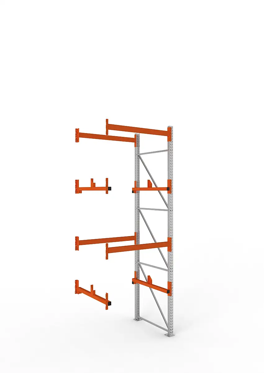 Meta Kabeltrommelregal MULTIPAL Typ 1 | Anbauregal | HxBxT 380x130x110cm | 2 Trommelaufnahmen, ohne Achsen | Verzinkt/Orange