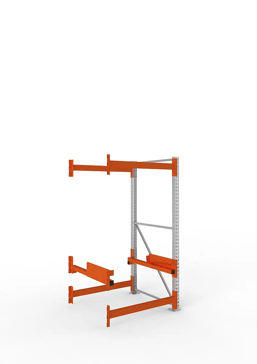 Meta Kabeltrommelregal MULTIPAL Typ 2 | Anbauregal | HxBxT 220x110x110cm | 2 Trommelaufnahmen, ohne Achsen | Verzinkt/Orange