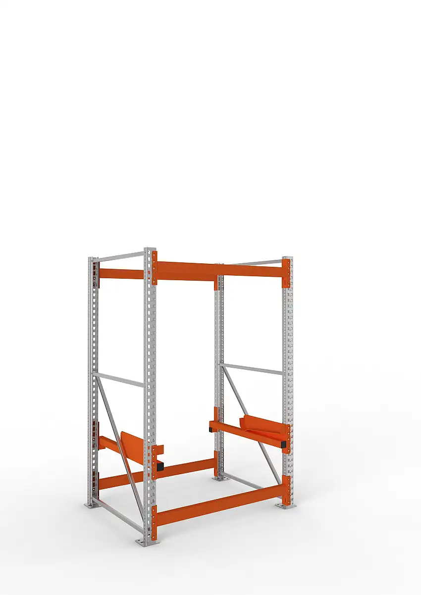 Meta Kabeltrommelregal MULTIPAL Typ 2 | Grundregal | HxBxT 220x130x110cm | 2 Trommelaufnahmen, ohne Achsen | Verzinkt/Orange