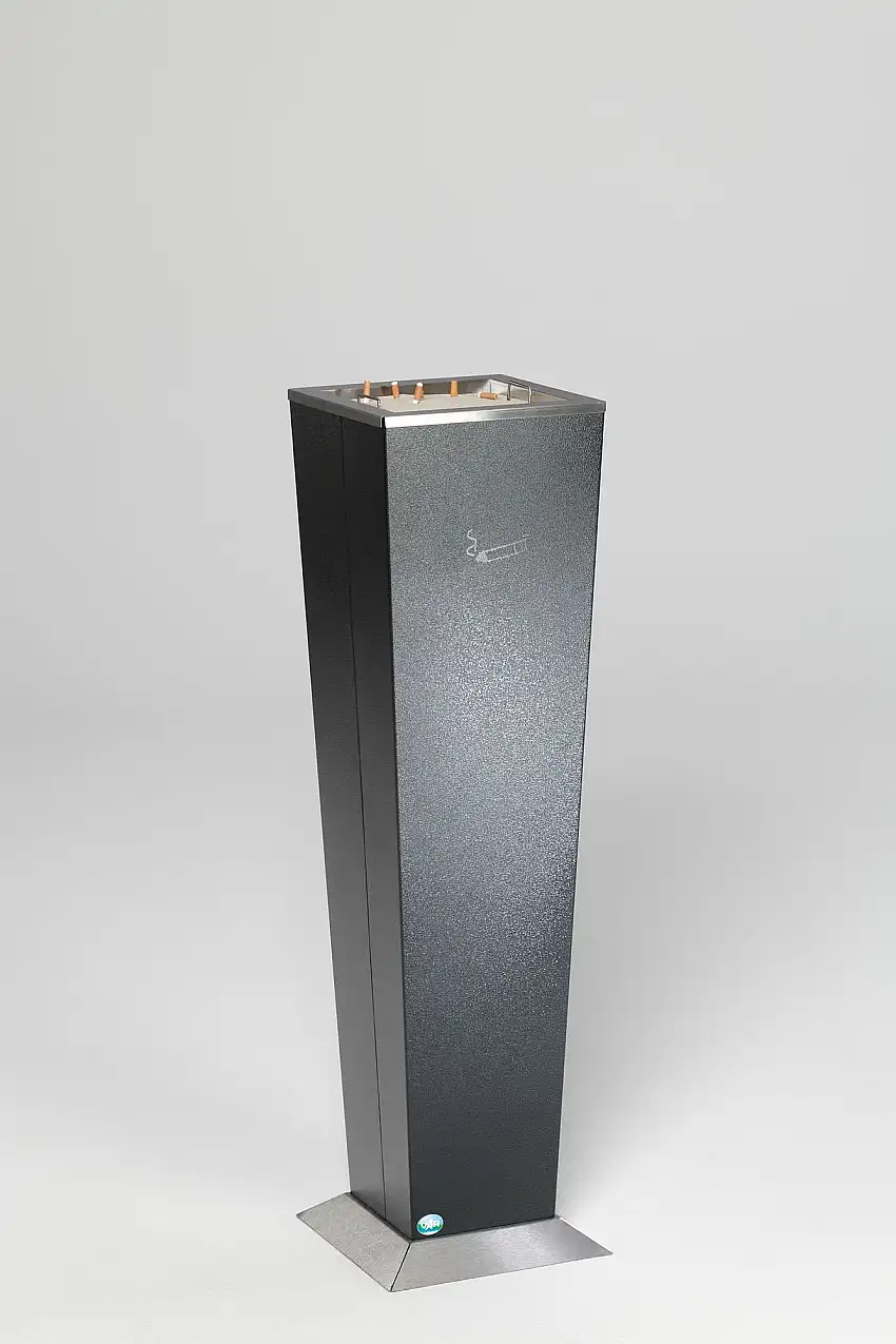 Dekorativer Ascher in Pyramidenstumpfform | Aschereinsatz | HxBxT 110x31x31cm | Verzinkter Stahl | Braun