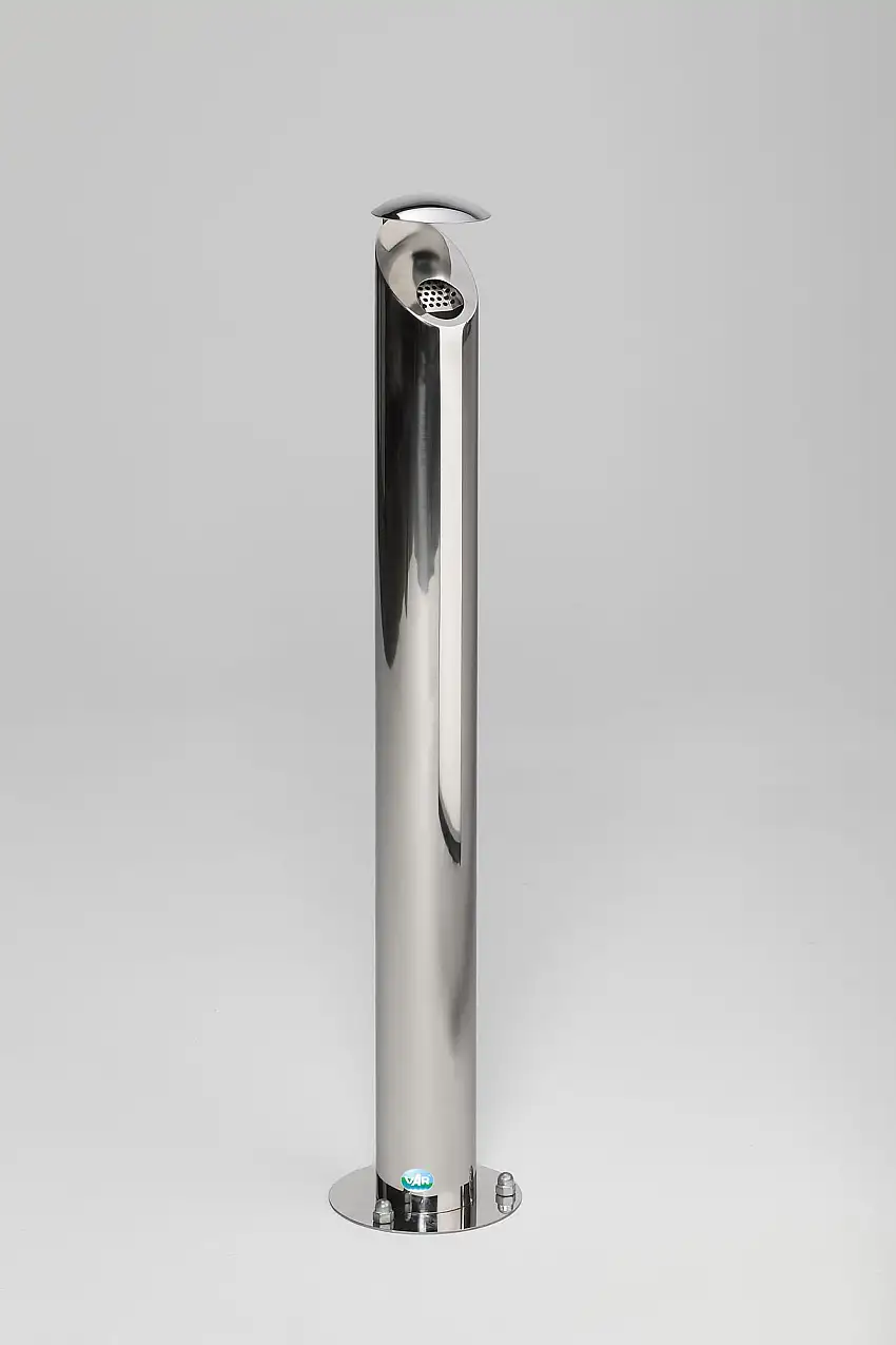 Aschersäule mit Schutzdach und Abstreifblech | HxBxT 103x20x20cm | Edelstahl poliert
