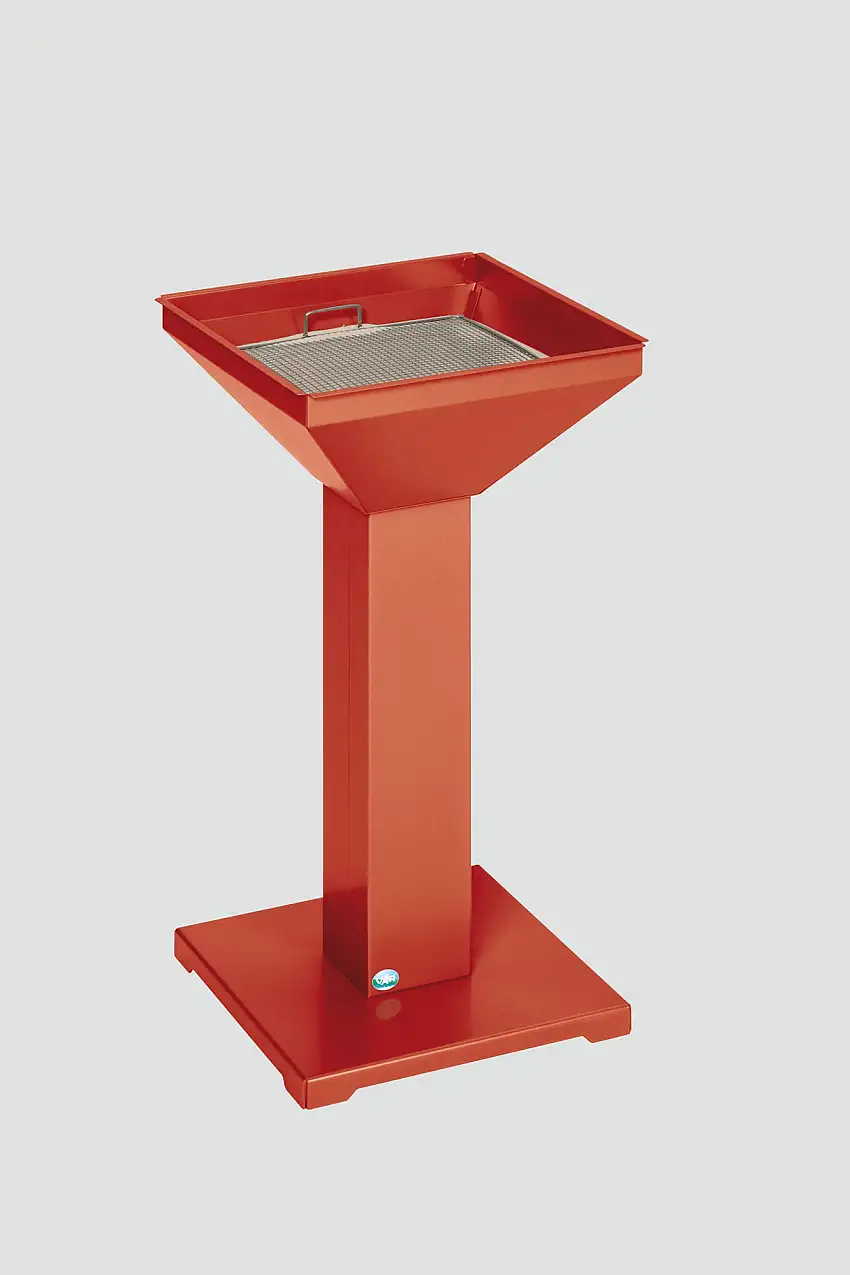 Eleganter Ascher mit standsicherer Bodenplatte | inkl. Kippensieb | HxBxT 73x32,5x32,5cm | Verzinkter Stahl | Rot