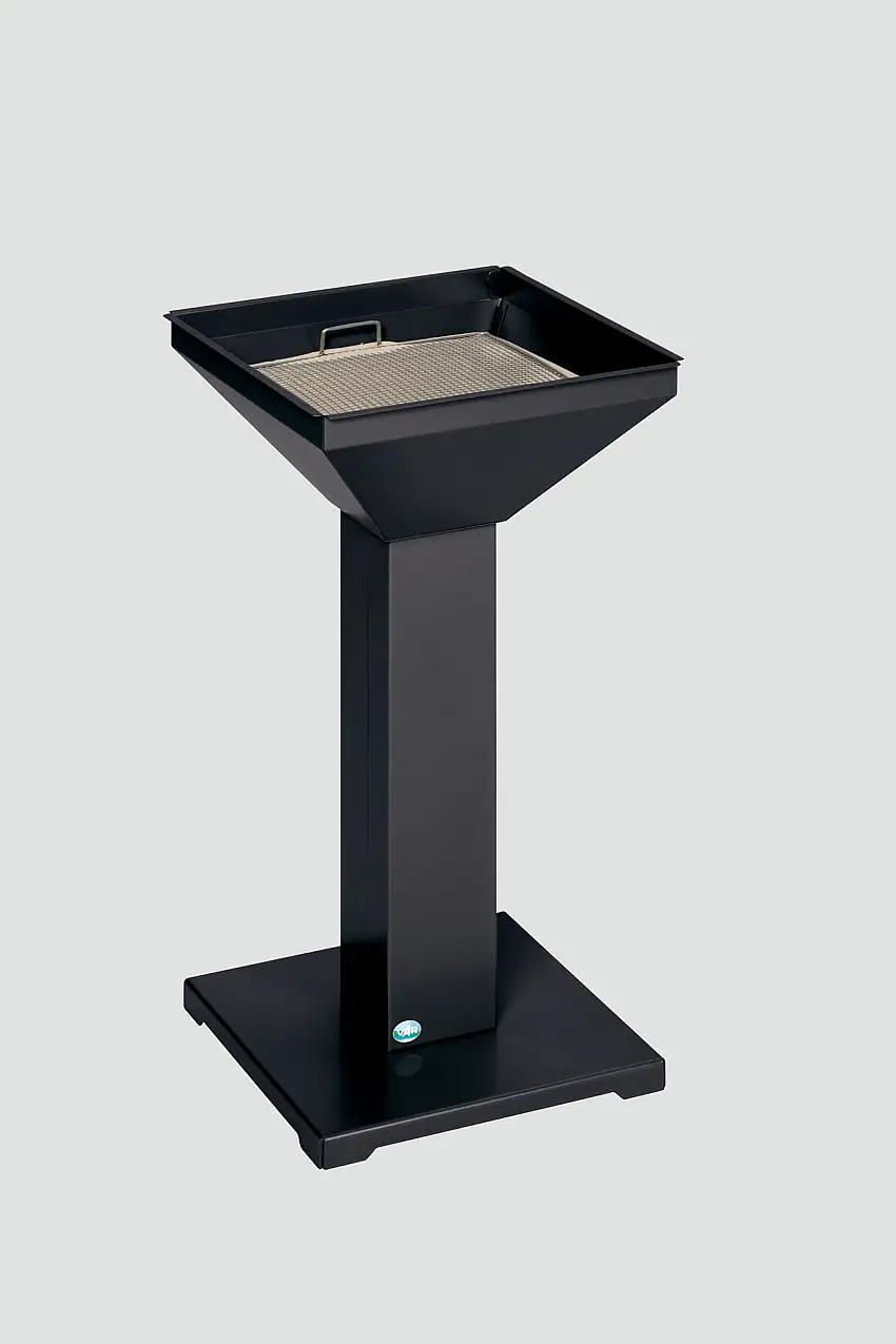 Eleganter Ascher mit standsicherer Bodenplatte | inkl. Kippensieb | HxBxT 73x32,5x32,5cm | Verzinkter Stahl | Anthrazit