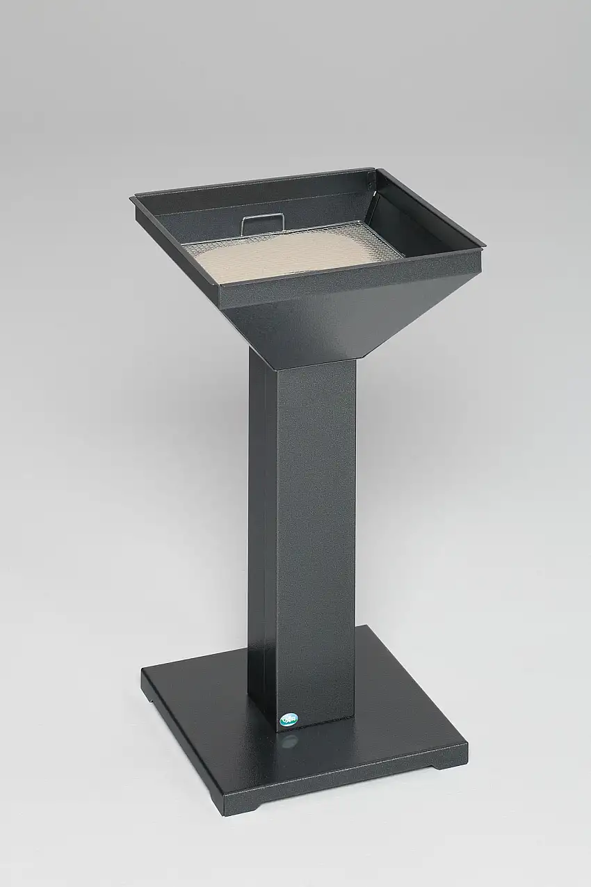 Eleganter Ascher mit standsicherer Bodenplatte | inkl. Kippensieb | HxBxT 73x32,5x32,5cm | Verzinkter Stahl | Grau