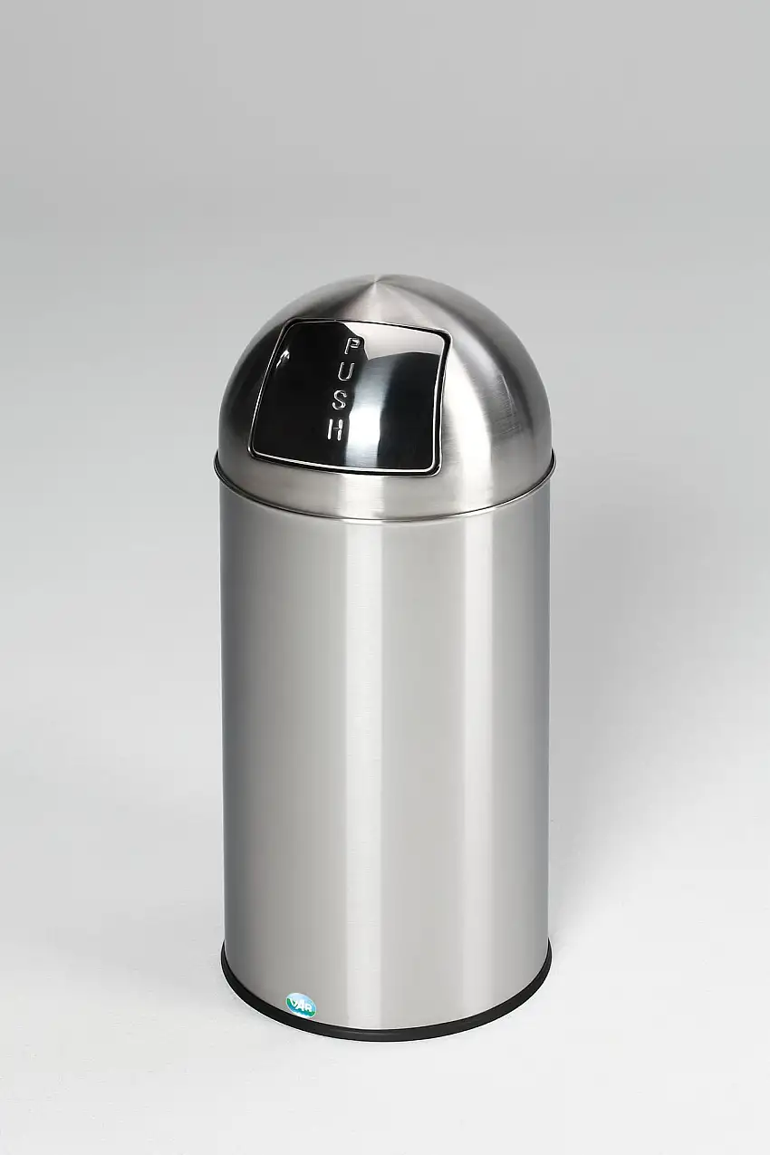 Klassischer Abfallsammler mit Einwurfklappe & Inneneinsatz | 35 Liter, HxBxT 74x35x35cm | Edelstahl | Matt