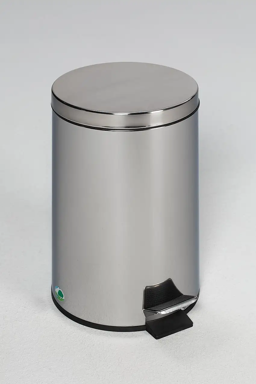 Robuster Tretabfallsammler mit Fußpedal & Inneneimer mit Griff | 5 Liter, HxBxT 28,5x20,5x20,5cm | Edelstahl | Silber