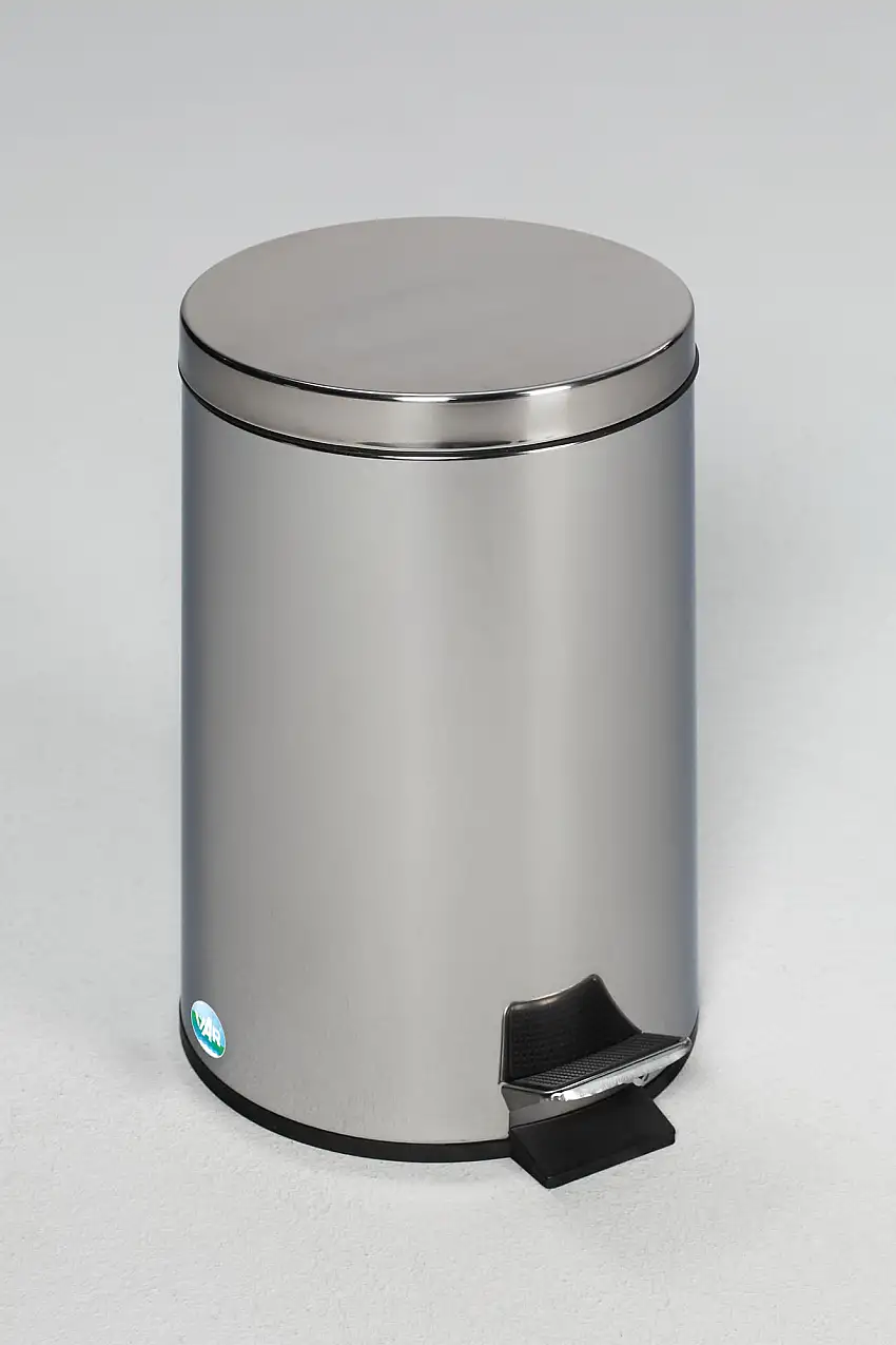 Robuster Tretabfallsammler mit Fußpedal & Inneneimer mit Griff | 12 Liter, HxBxT 40x25x25cm | Edelstahl | Silber