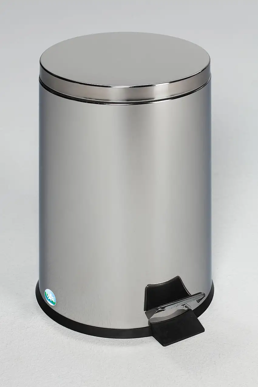 Robuster Tretabfallsammler mit Fußpedal & Inneneimer mit Griff | 20 Liter, HxBxT 45x29x29cm | Edelstahl | Silber