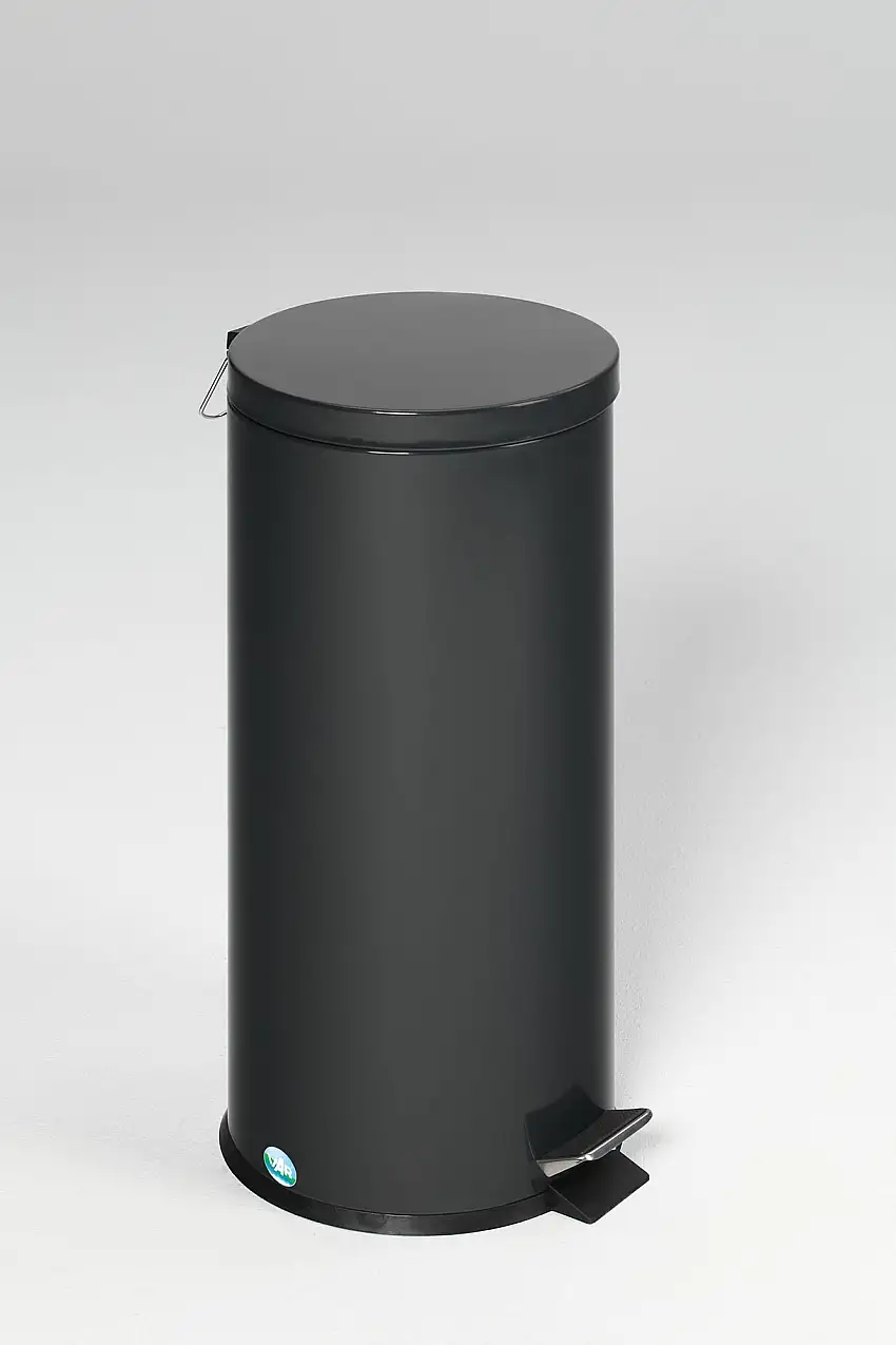 Robuster Tretabfallsammler mit Fußpedal & Inneneimer mit Griff | 30 Liter, HxBxT 64x29x29cm | Verzinkter Stahl | Anthrazit