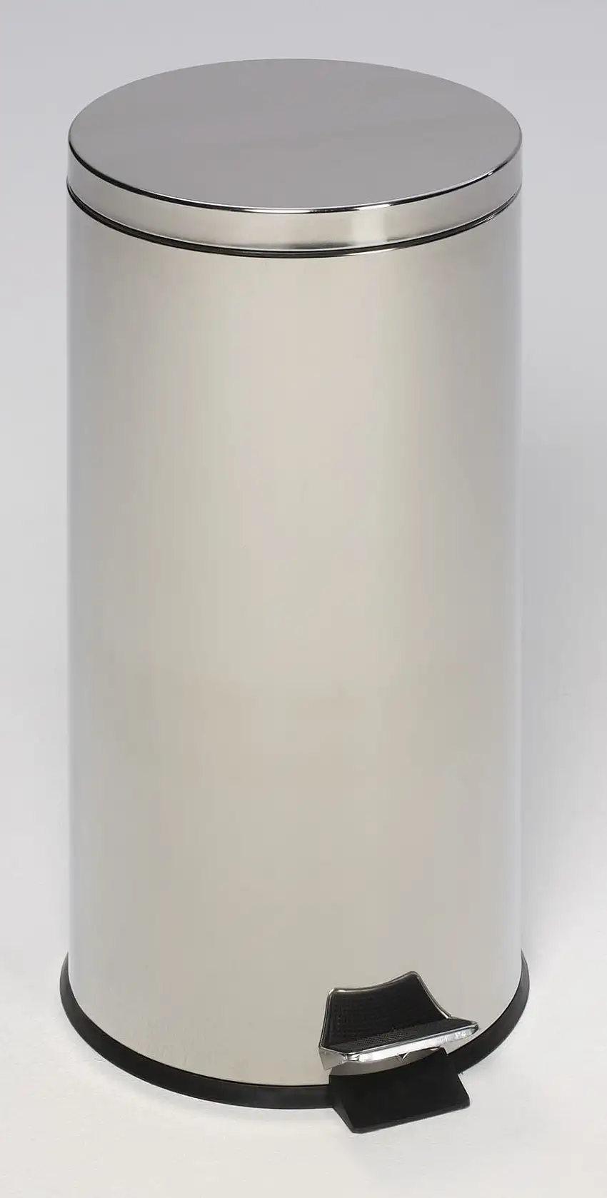 Robuster Tretabfallsammler mit Fußpedal & Inneneimer mit Griff | 30 Liter, HxBxT 64x29x29cm | Edelstahl | Silber