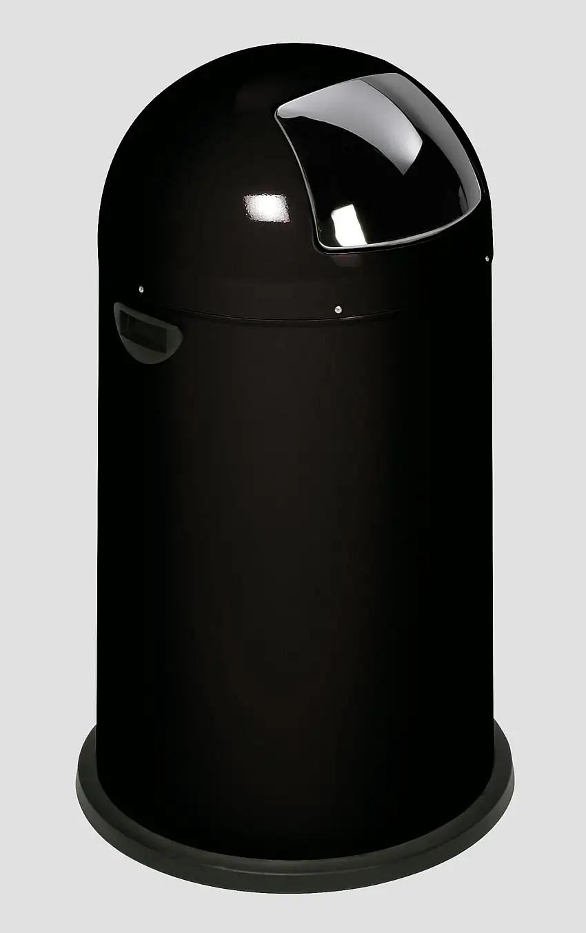 Klassischer Abfallsammler mit Einwurfklappe & Inneneinsatz | 33 Liter, HxBxT 69x42,5x42,5cm | Verzinkter Stahl | Schwarz