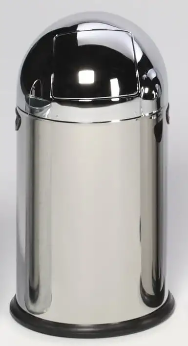 Klassischer Abfallsammler mit Einwurfklappe & Inneneinsatz | 33 Liter, HxBxT 69x42,5x42,5cm | Edelstahl | Silber