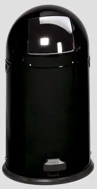Klassischer Abfallsammler mit Einwurfklappe & Inneneinsatz + Fußpedal | 33 Liter, HxBxT 69x42,5x42,5cm | Verzinkter Stahl | Schwarz
