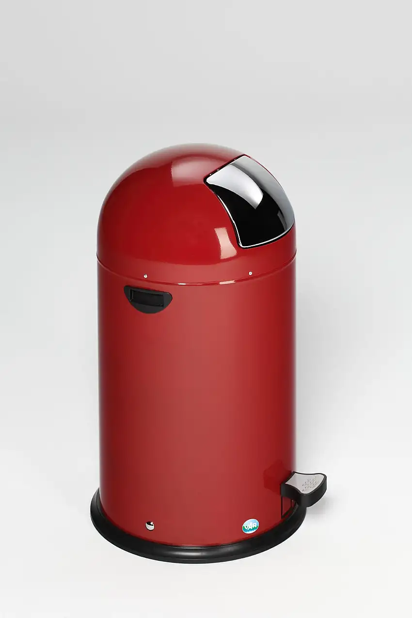 Klassischer Abfallsammler mit Einwurfklappe & Inneneinsatz | 40 Liter, HxBxT 73x46,5x46,5cm | Verzinkter Stahl | Rot