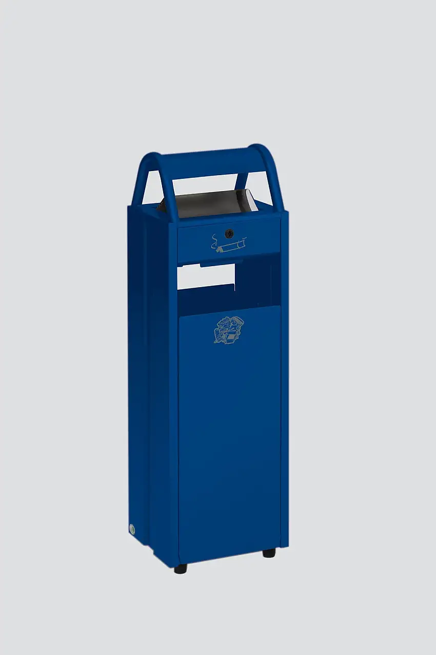 Kombiascher mit Schloss und Blenden | 35 Liter, HxBxT 97,5x30,5x26,5cm | Stahl | Blau