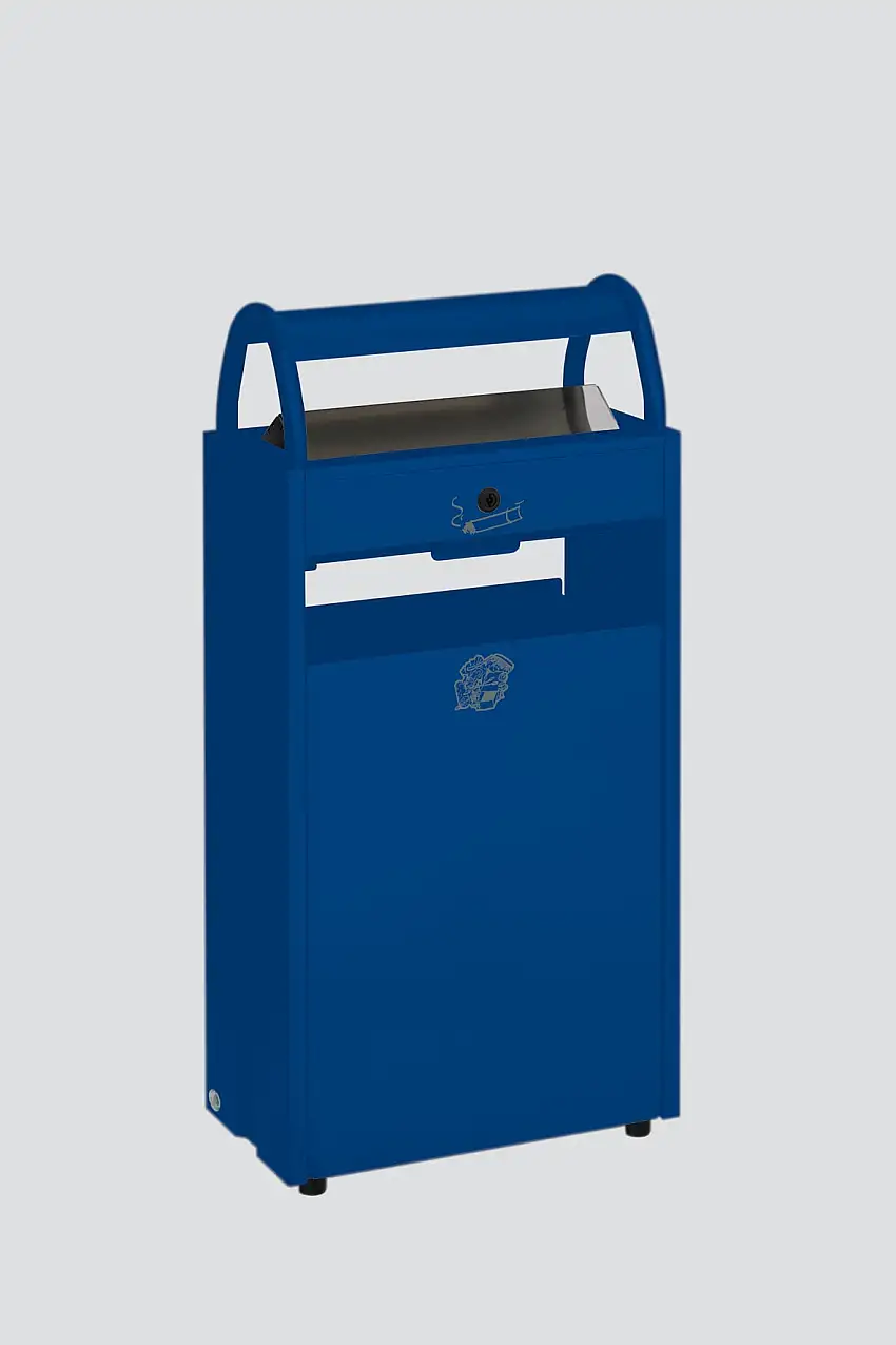 Kombiascher mit Schloss und Blenden | 60 Liter, HxBxT 98x48,5x26,5cm | Stahl | Blau