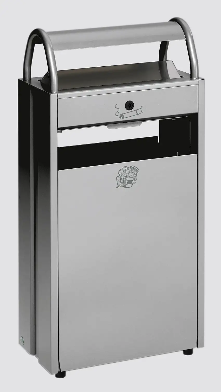 Kombiascher mit Schloss und Blenden | 60 Liter, HxBxT 98x48,5x26,5cm | Stahl | Silber