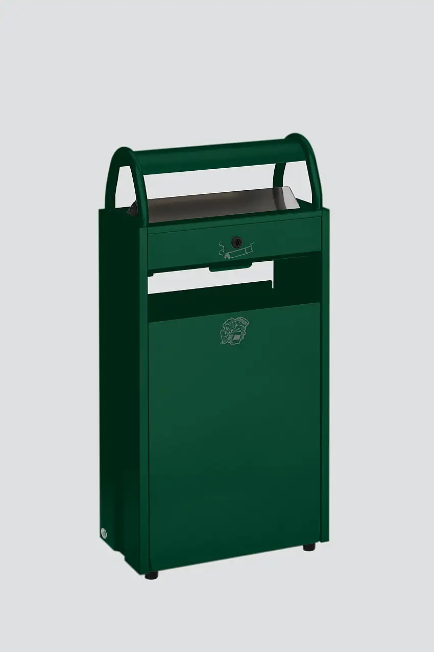 Kombiascher mit Schloss und Blenden | 60 Liter, HxBxT 98x48,5x26,5cm | Stahl | Grün