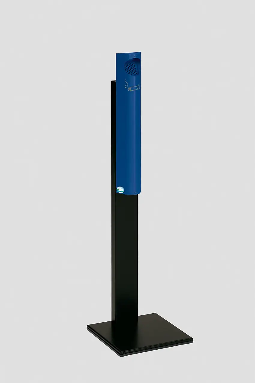 Praktischer Wandascher mit Abstreifblech | mit Standfuß | 3,5 Liter, HxBxT 125x31x31cm | Verzinkter Stahl | Blau