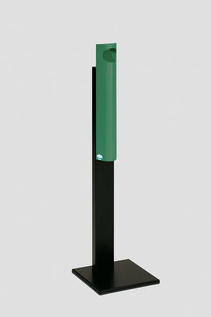Praktischer Wandascher mit Abstreifblech | mit Standfuß | 3,5 Liter, HxBxT 125x31x31cm | Verzinkter Stahl | Grün