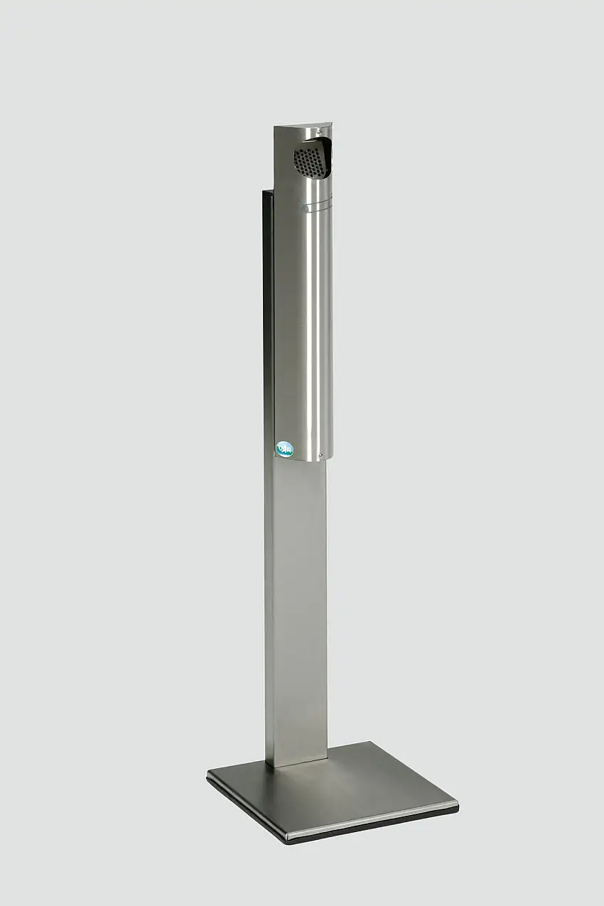 Praktischer Wandascher mit Abstreifblech | mit Standfuß | 3,5 Liter, HxBxT 125x31x31cm | Edelstahl