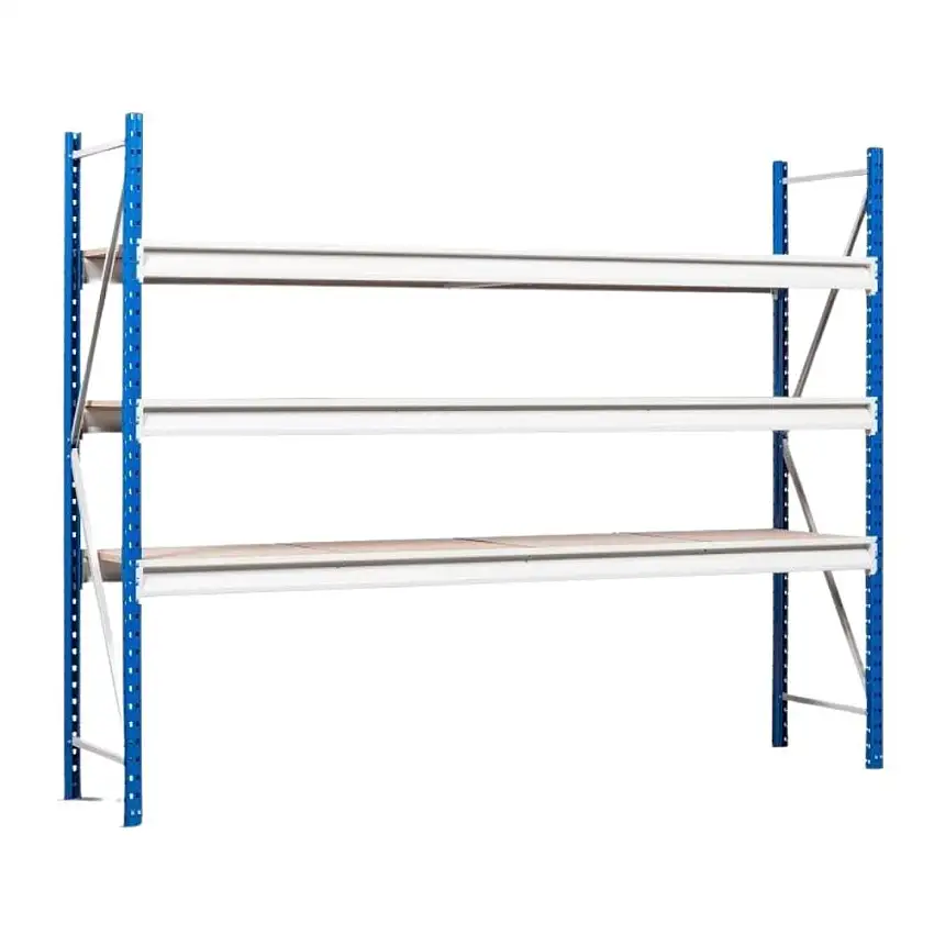Weitspannregal MAXIMUS Pro | Grundregal | HxBxT 500x275x80cm | 6 Ebenen | Spanplatten-Fachboden | Fachlast 450kg | Lichtblau/Lichtgrau