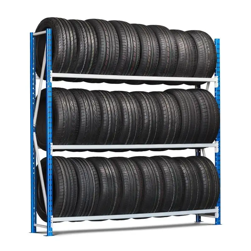 Reifenregal Giant MAXIMUS Pro | Anbauregal | HxBxT 300x200x50cm | 5 Ebenen | 140kg Fachlast | Lichtblau/Lichtgrau