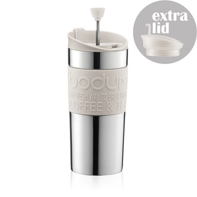 Travel Press Bodum Set mit Extra Deckel Weiß 350 ml