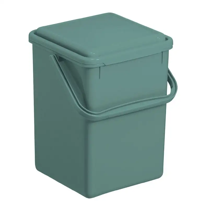 Robuster Abfalleimer mit geruchsdichtem Deckel | 9 Liter, HxBxT 27x23x22,5cm | Kunststoff | Grün