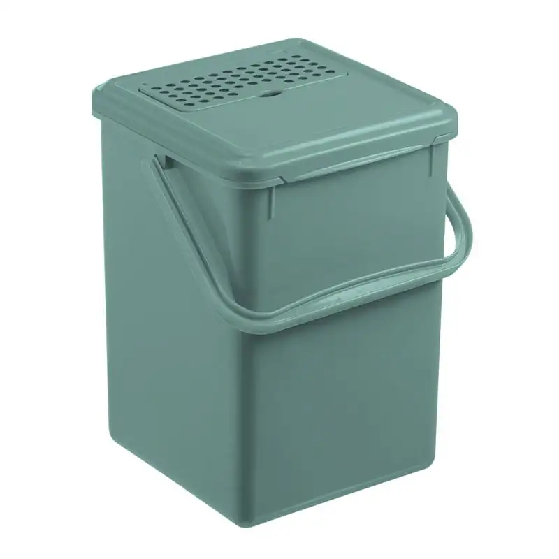 Robuster Abfalleimer mit geruchsdichtem Deckel & Kohlefilter | 9 Liter, HxBxT 27x23x22,5cm | Kunststoff | Grün