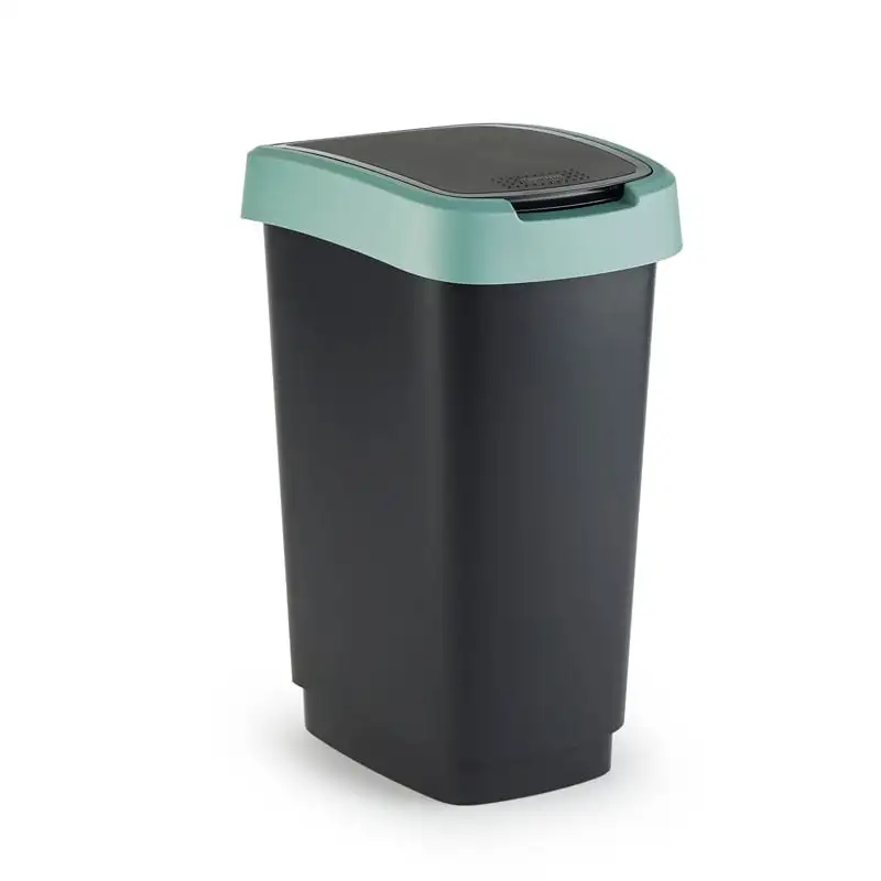 Klassischer Abfalleimer für Innenbereich | 25 Liter, HxBxT 47,6x25x33cm | Kunststoff | Schwarz-Grün