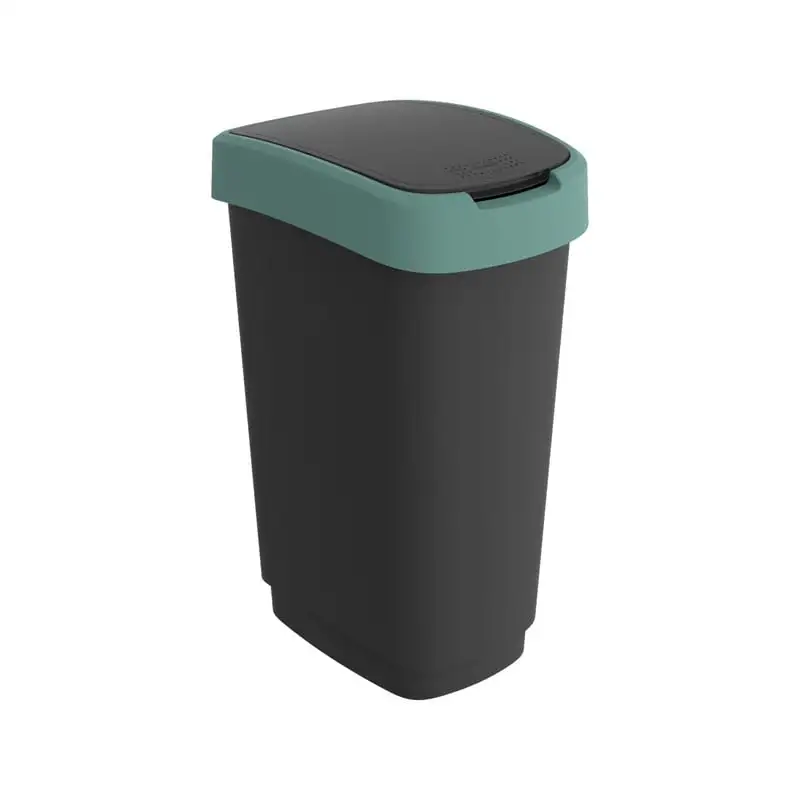 Klassischer Abfalleimer für Innenbereich | 50 Liter, HxBxT 60x29,8x40cm | Kunststoff | Schwarz-Grün