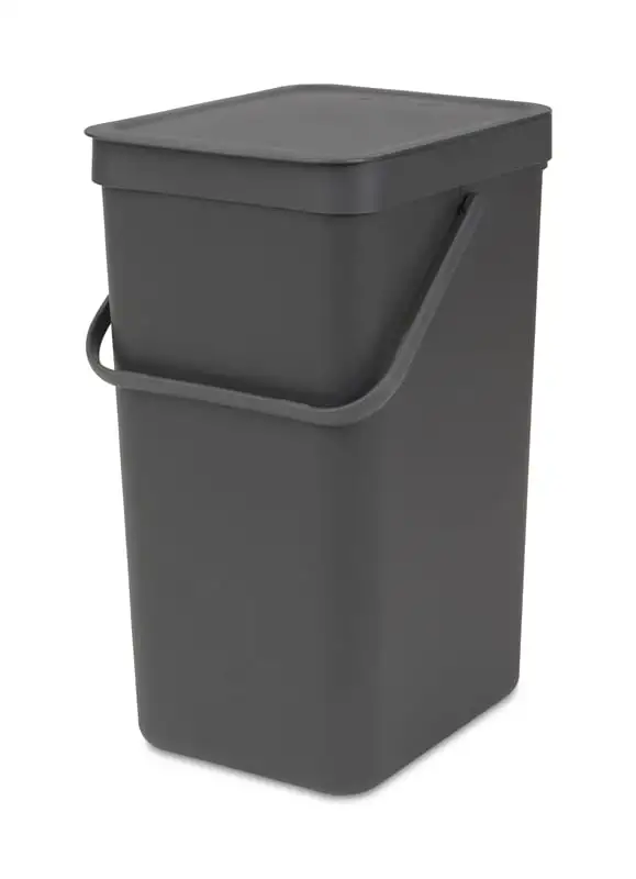 Brabantia Abfallsammler mit Stay-open Deckel | 16 Liter, HxBxT 40x27,9x22cm | Kunststoff | Dunkelgrau