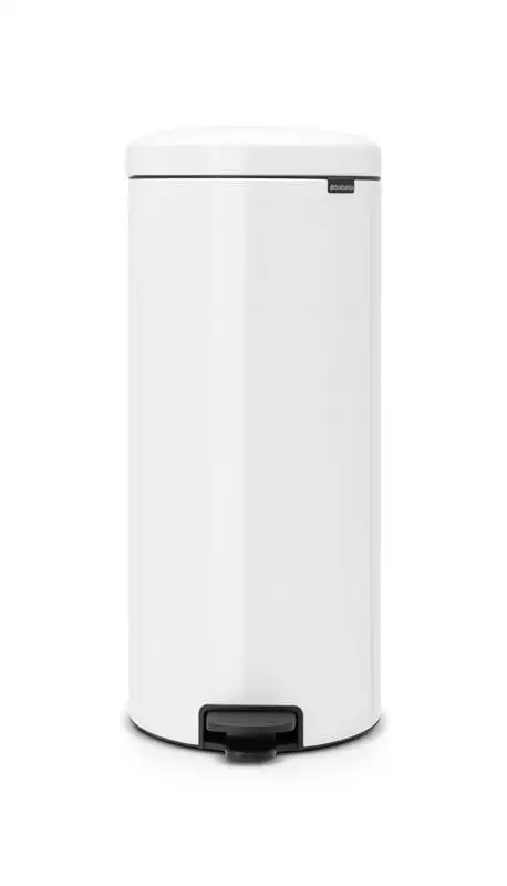 Brabantia Klassischer Tretmülleimer mit Soft-Verschluss | 30 Liter, HxBxT 67,9x29,3x38cm | Metall | Weiß